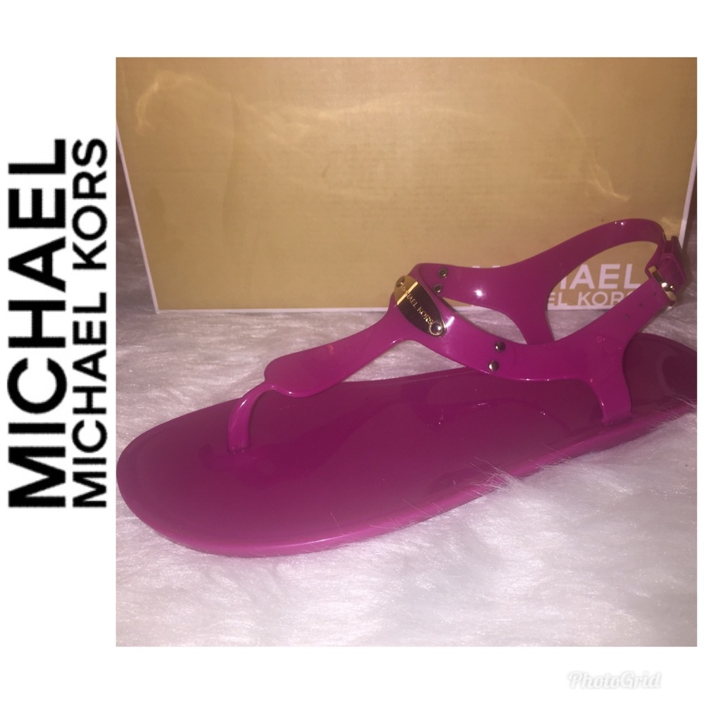 Michael MK Kors Gold Plate Jelly Sandal. Size 10